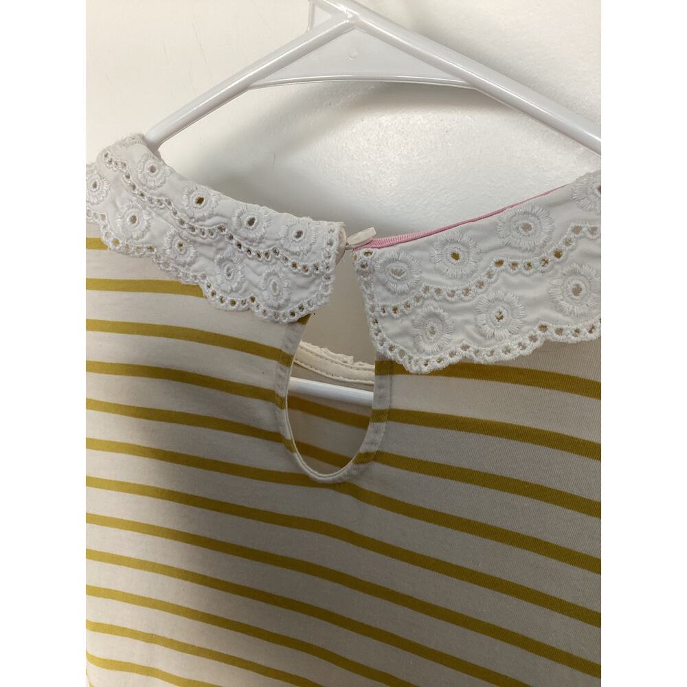 Boden top Kathleen Yellow white stripped eyelet Peter Pan collar‎ knit Top shirt - Picture 7 of 11